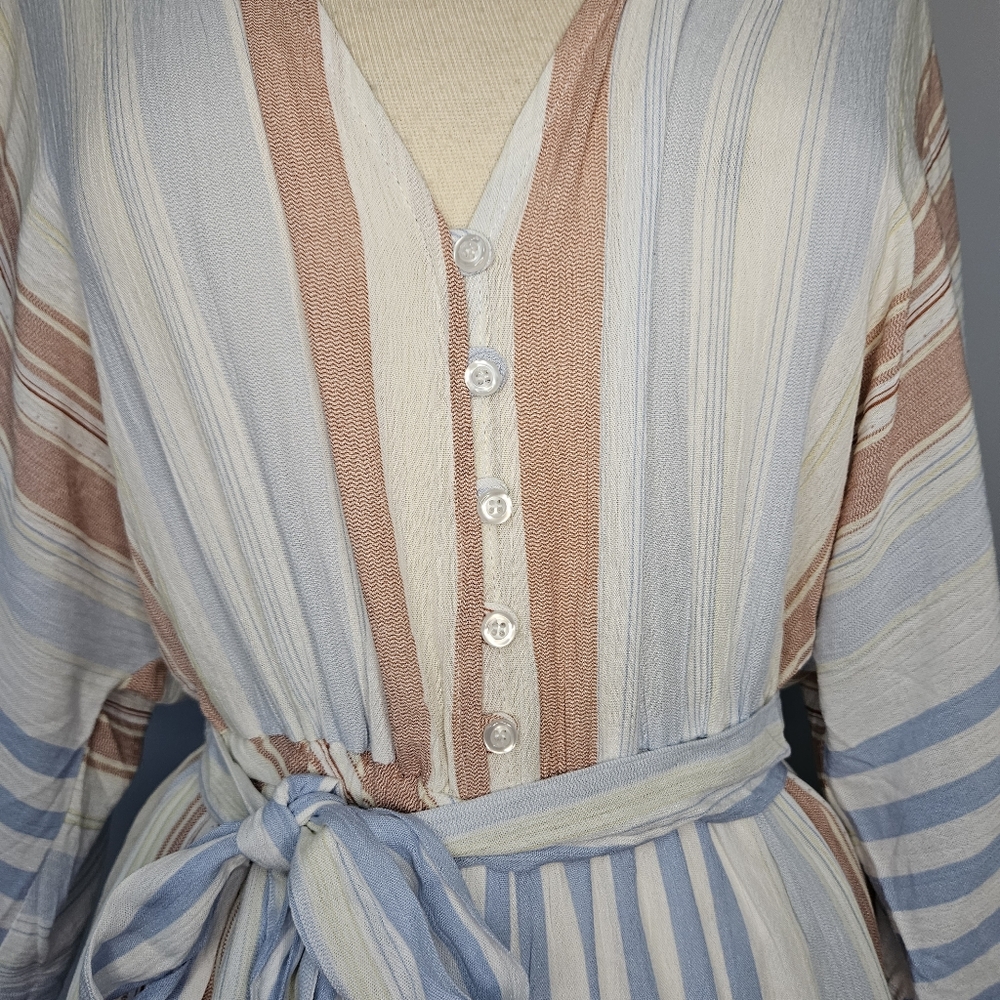 Olive Scent Stripe Three-Quarter Sleeve Romper Medium NEW - Picture 13 of 16